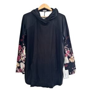 NWT Lularoe Black Floral Amber Hoodie XL